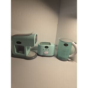 Classy Kitchen Appliance Trio Toaster Mixer Coffee Maker Kids Playset Teal